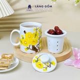  Cốc lọc trà vẽ nổi 3D vẽ tay thủ công cao cấp, dung tích 330ml - Gốm sứ Bát Tràng 
