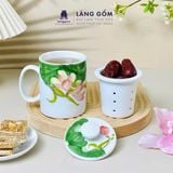  Cốc lọc trà vẽ nổi 3D vẽ tay thủ công cao cấp, dung tích 330ml - Gốm sứ Bát Tràng 