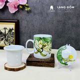  Cốc lọc trà vẽ nổi 3D vẽ tay thủ công cao cấp, dung tích 330ml - Gốm sứ Bát Tràng 