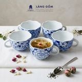  Cốc sứ cao cấp họa tiết vẽ tay thủ công, men lam - dung tích 300 ml - 420 ml 