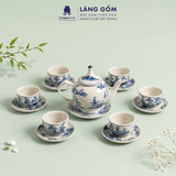  Bộ Ấm Trà Quai Sứ Họa Tiết Vẽ Tay Thủ Công Gốm Sứ Bát Tràng, Bộ Ấm Chén Quà Tặng Tiếp Khách Cao Cấp - Làng Gốm 