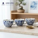  Cốc sứ cao cấp họa tiết vẽ tay thủ công, men lam - dung tích 300 ml - 420 ml 