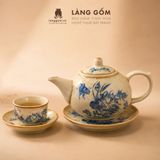  Bộ ấm chén Bát Tràng men hoàng thổ cao cấp kèm đĩa lót - Bộ ấm trà làm quà tặng sang trọng - Làng Gốm 