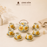  Bộ Ấm Trà Quai Đồng Gốm Sứ Bát Tràng Men Vẽ Thủ Công 450ml/900ml, Bộ Trà Uống Trà Quà Tặng Gốm Sứ Bát Tràng - Làng Gốm 