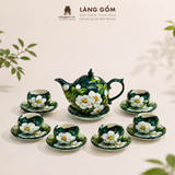  Bộ ấm trà Bách hoa viên họa tiết vẽ tay thủ công, bộ ấm chén uống trà, quà tặng cao cấp - Gốm sứ Bát Tràng - Làng Gốm 