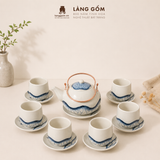  Bộ Ấm Trà Quai Đồng Gốm Sứ Bát Tràng Men Vẽ Thủ Công 450ml/900ml, Bộ Trà Uống Trà Quà Tặng Gốm Sứ Bát Tràng - Làng Gốm 