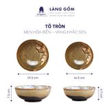  Bộ bàn ăn men hoả biến - Màu gấm vàng khắc sen 