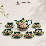  Bộ ấm trà Bách hoa viên họa tiết vẽ tay thủ công, bộ ấm chén uống trà, quà tặng cao cấp - Gốm sứ Bát Tràng - Làng Gốm 