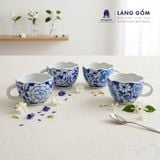  Cốc sứ cao cấp họa tiết vẽ tay thủ công, men lam - dung tích 300 ml - 420 ml 