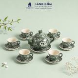  Bộ Ấm Trà Quai Sứ Họa Tiết Vẽ Tay Thủ Công Gốm Sứ Bát Tràng, Bộ Ấm Chén Quà Tặng Tiếp Khách Cao Cấp - Làng Gốm 