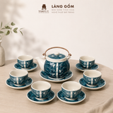  Bộ Ấm Trà Quai Đồng Gốm Sứ Bát Tràng Men Vẽ Thủ Công 450ml/900ml, Bộ Trà Uống Trà Quà Tặng Gốm Sứ Bát Tràng - Làng Gốm 