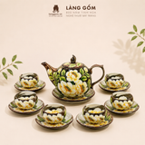  Bộ ấm trà Bách hoa viên họa tiết vẽ tay thủ công, bộ ấm chén uống trà, quà tặng cao cấp - Gốm sứ Bát Tràng - Làng Gốm 