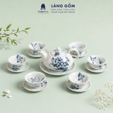  Bộ Ấm Trà Quai Sứ Họa Tiết Vẽ Tay Thủ Công Gốm Sứ Bát Tràng, Bộ Ấm Chén Quà Tặng Tiếp Khách Cao Cấp - Làng Gốm 