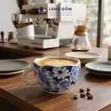  Cốc sứ cao cấp họa tiết vẽ tay thủ công, men lam - dung tích 300 ml - 420 ml 