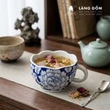 Cốc sứ cao cấp họa tiết vẽ tay thủ công, men lam - dung tích 300 ml - 420 ml 
