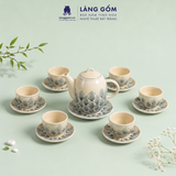  Bộ Ấm Trà Quai Sứ Họa Tiết Vẽ Tay Thủ Công Gốm Sứ Bát Tràng, Bộ Ấm Chén Quà Tặng Tiếp Khách Cao Cấp - Làng Gốm 