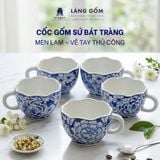 Cốc sứ cao cấp họa tiết vẽ tay thủ công, men lam - dung tích 300 ml - 420 ml 