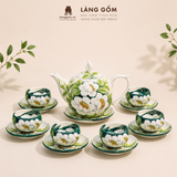 Bộ ấm trà Bách hoa viên họa tiết vẽ tay thủ công, bộ ấm chén uống trà, quà tặng cao cấp - Gốm sứ Bát Tràng - Làng Gốm 