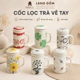  Cốc Sứ Lọc Trà Có Nắp Nhiều Họa Tiết - Cốc Vẽ Tay Thủ Công Cao Cấp - Dung Tích 400ml 