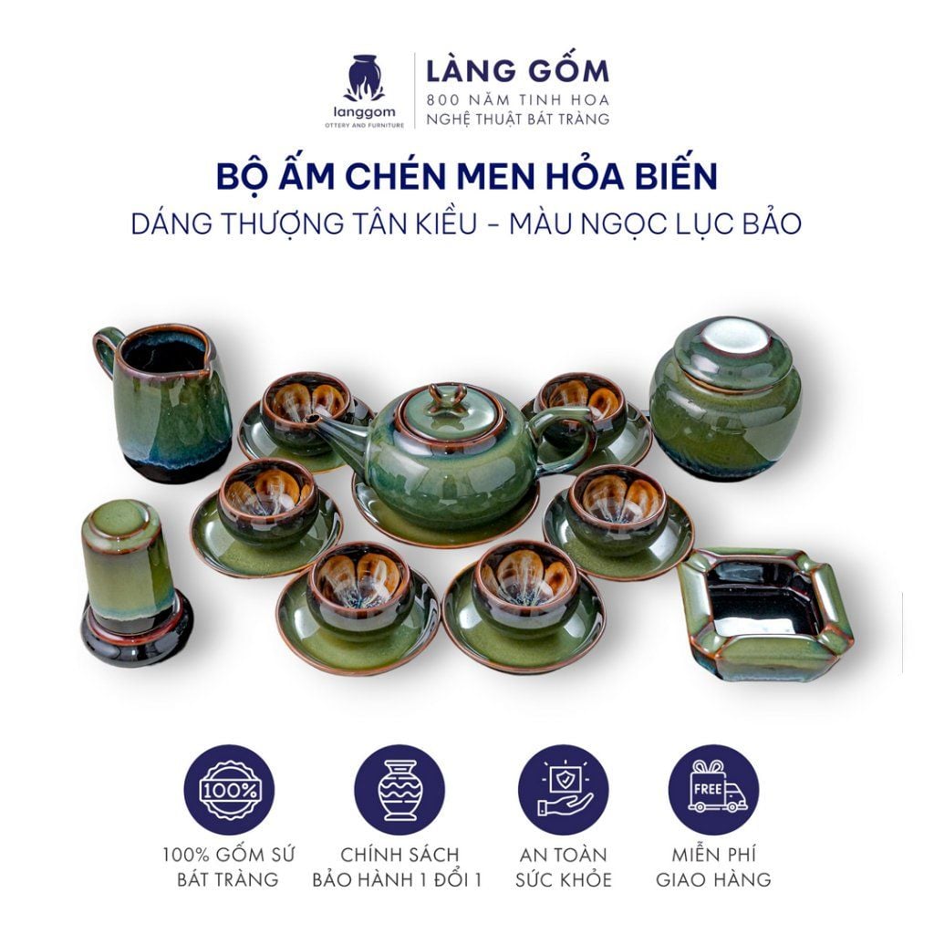  Bộ ấm chén uống trà men hỏa biến lục bảo (TH) 