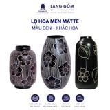  Bình cắm hoa trang trí khắc hoa lá, men mát, gốm sứ Bát Tràng cao cấp - LÀNG GỐM 