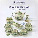  Bộ ấm chén dáng Minh Long hoạ tiết vẽ tay Bát Tràng cao cấp 