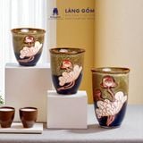  Cốc loe chân nhỏ không quai - Men hoả biến gốm Bát Tràng 