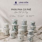  Phin Pha Cà Phê Gốm Sứ Bát Tràng Họa Tiết Vẽ Tay Thủ Công - Bộ Phin Cao Cấp Đầy Đủ - Quà Tặng Làng Gốm 