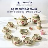  Bộ ấm chén vẽ tay kiểu chữ thập vẽ hoa - dung tích 500ml 