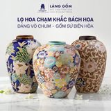  Lọ hoa vẽ bách hoa chấm màu dáng vò chum - Gốm sứ Biên Hòa 
