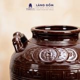  Chum Sành Nâu Ngâm Rượu Bát Tràng Có Quai Họa Tiết Đồng Tiền Truyền Thống Dung Tích 70L - Gốm Sứ Bát Tràng - LÀNG GỐM 