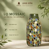  Lọ Hoa Mosaic Gốm Biên Hòa Khắc Nổi Men Xanh Đồng Trổ Cao 28cm 