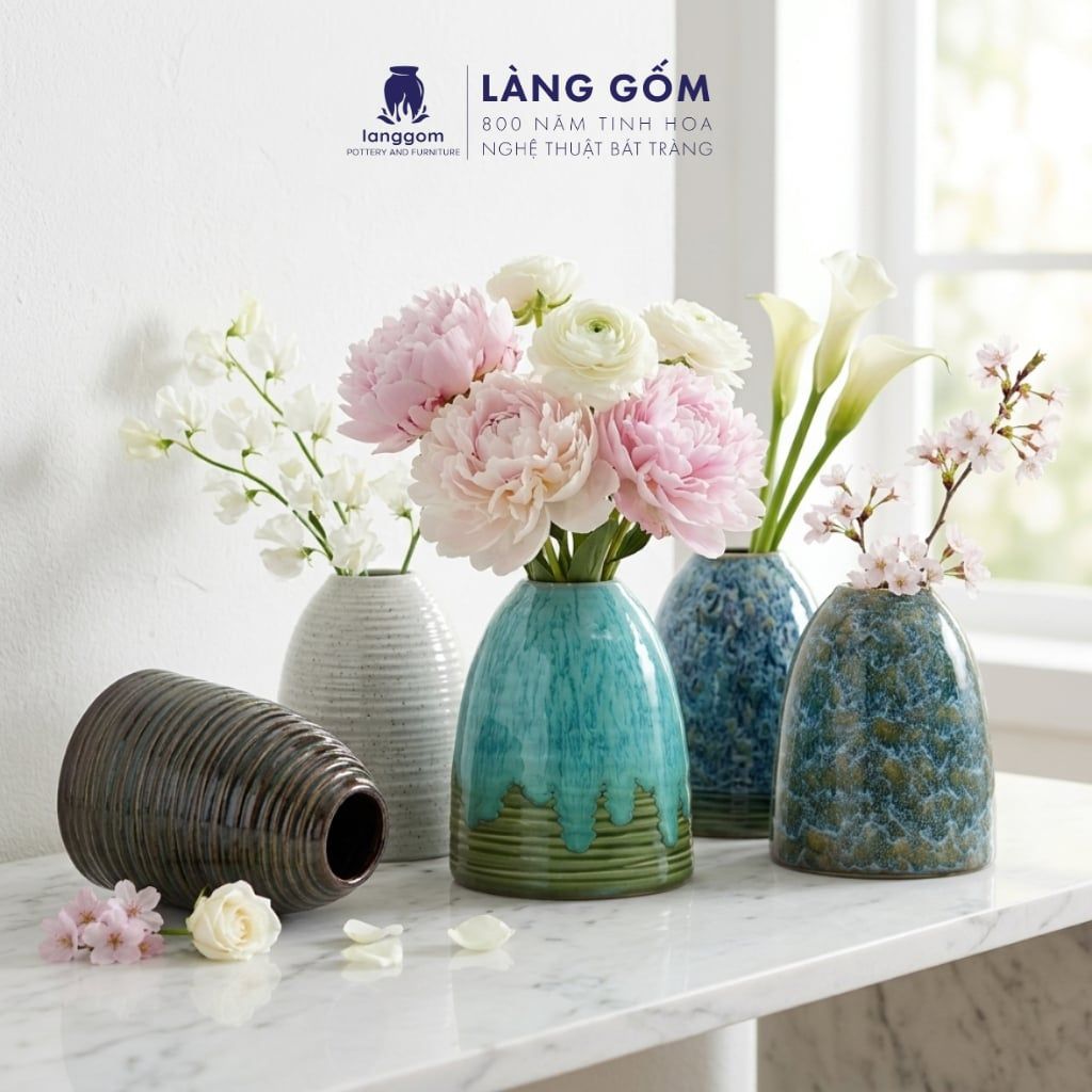  Bình hoa gốm Bát Tràng dáng chuông mini men hỏa biến – Dòng thủ công tuyển chọn - Làng Gốm 