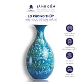  Bình Tích Lộc Phong Thủy Dáng Tỳ Bà Bích Ngọc Liên Ngư, Vẽ Tay Cá Chép & Sen Trắng Tinh Xảo 