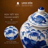  Chóe Thờ Lộc Phát Men Lam Vẽ Tay Hoa Sen Đựng Nước Gạo Muối Đồ Thờ Cúng - Gốm sứ Bát Tràng 