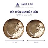  Bộ bàn ăn men hoả biến - Màu gấm vàng khắc sen 