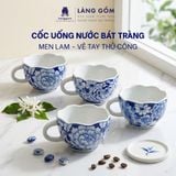  Cốc sứ cao cấp họa tiết vẽ tay thủ công, men lam - dung tích 300 ml - 420 ml 