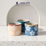  Chậu Cây Mini Gốm Sứ Xuất Khẩu Vẽ Hoa Màu Pastel - Trồng Sen Đá, Xương Rồng, Decor Bàn Làm Việc 