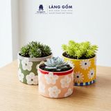  Chậu Cây Mini Gốm Sứ Xuất Khẩu Vẽ Hoa Màu Pastel - Trồng Sen Đá, Xương Rồng, Decor Bàn Làm Việc 