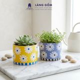  Chậu Cây Mini Gốm Sứ Xuất Khẩu Vẽ Hoa Màu Pastel - Trồng Sen Đá, Xương Rồng, Decor Bàn Làm Việc 