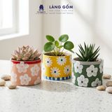  Chậu Cây Mini Gốm Sứ Xuất Khẩu Vẽ Hoa Màu Pastel - Trồng Sen Đá, Xương Rồng, Decor Bàn Làm Việc 