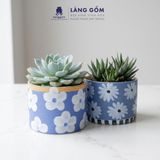  Chậu Cây Mini Gốm Sứ Xuất Khẩu Vẽ Hoa Màu Pastel - Trồng Sen Đá, Xương Rồng, Decor Bàn Làm Việc 