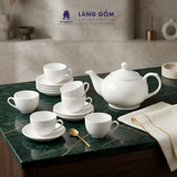  Bộ ấm chén men trắng nhiều kiểu dáng, dung tích 550-600 ml - Gốm sứ Bát Tràng cao cấp 
