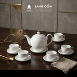  Bộ ấm chén men trắng nhiều kiểu dáng, dung tích 550-600 ml - Gốm sứ Bát Tràng cao cấp 
