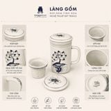  Cốc Sứ Lọc Trà Có Nắp Nhiều Họa Tiết - Cốc Vẽ Tay Thủ Công Cao Cấp - Dung Tích 400ml 