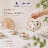 Bộ Ấm Chén Bát Tràng Vẽ Tay Chuồn Chuồn Đỏ Cao Cấp – Bộ Trà Gốm Sứ Quà Tặng Sang Trọng 