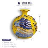 Bình tích lộc Bát Tràng vẽ chỉ vàng 18K Hoàng Kim Thuận Vận - Đắp nổi Thuận buồm xuôi gió, Kim đào trường thọ 