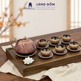  Bộ Ấm Chén Men Hỏa Biến Màu Cẩm Lai Gốm Bát Tràng 