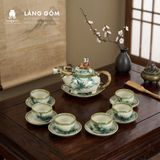  Bộ Ấm Chén Bát Tràng Dáng Trâu Vẽ Tay 350ml - 550ml 