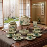  Bộ Ấm Chén Bát Tràng Dáng Vuông Vẽ Tay 340ml - 470ml 